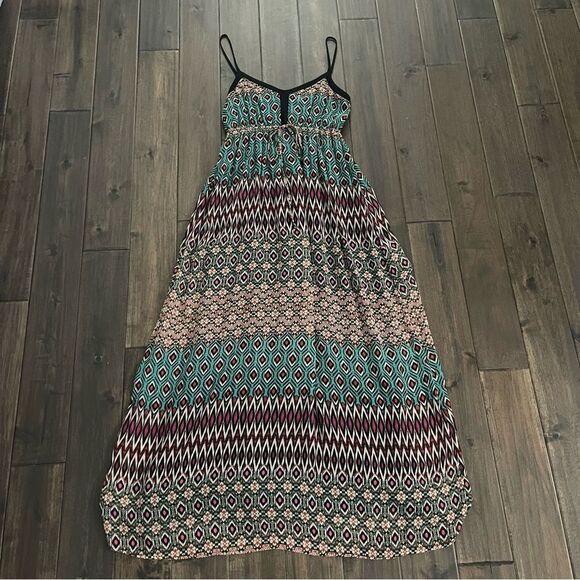 Doe & Rae Multi Patterned Spaghetti Strap Maxi Dress M - Picture 1 of 6